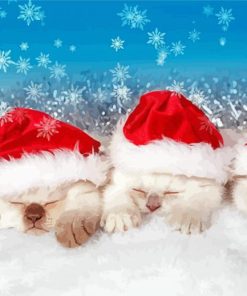 Christmas Cats In Snow Paint By Number