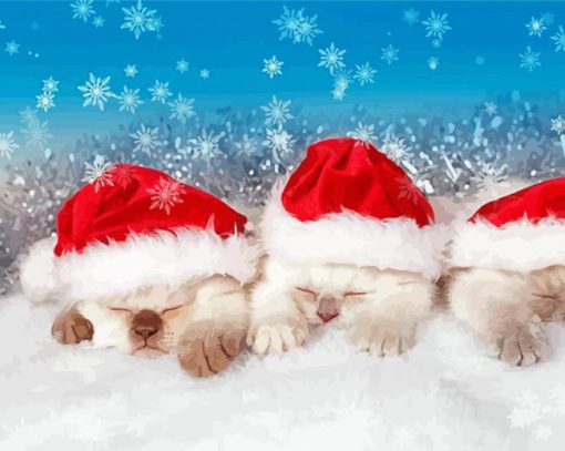 Christmas Cats In Snow Paint By Number