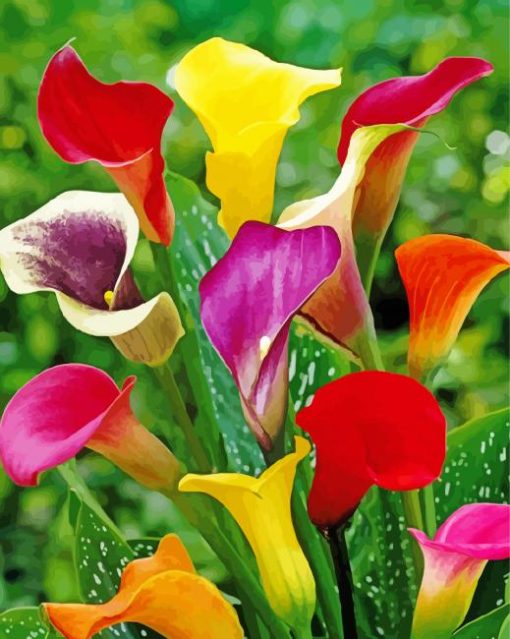 Colorful Arum Lilies In Field Paint By Number