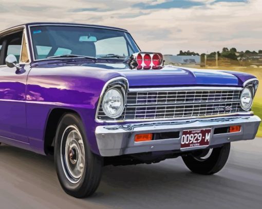 Purple Chevy Nova Paint By Number