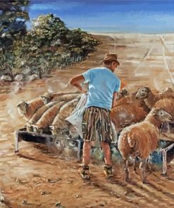 Sheep Farmer Man Paint By Number