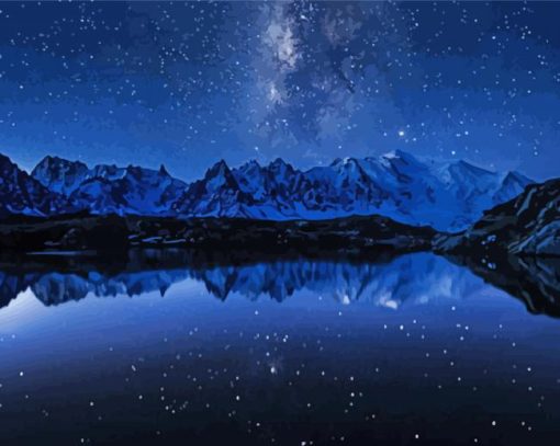 Starry Night Lake Reflection Paint By Number