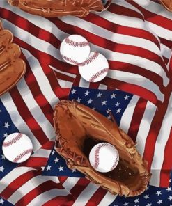 American Flags Baseballs Paint By Number