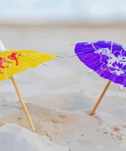 Beach With Umbrellas Paint By Number