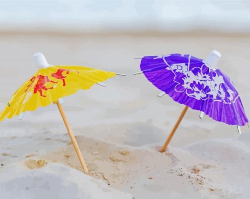 Beach With Umbrellas Paint By Number