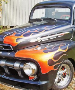 Black Hot Rod Truck Paint By Number