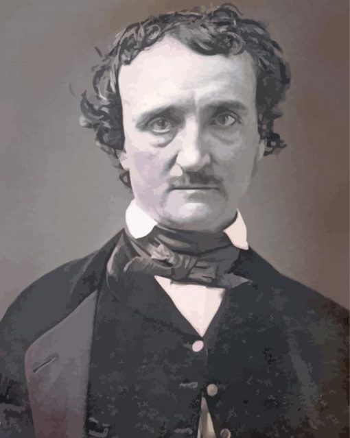 Black And White Writer Edgar Allen Poe Paint By Number