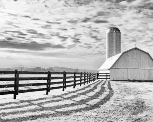 Monochrome Barn Paint By Number