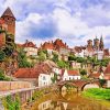 Burgundy Buildings In France Paint By Number