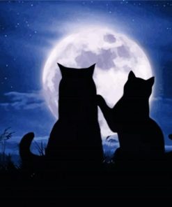 Cats At Moonlight Silhouette Paint By Number