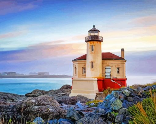 Coquille Riverside Lighthouse Paint By Number