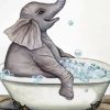 Cute Elephant In Bath Room Paint By Number