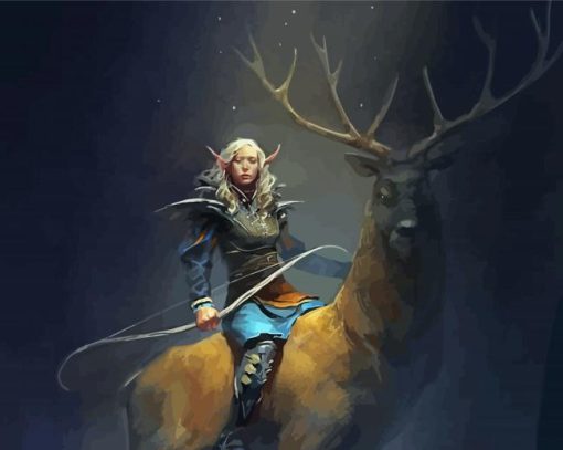 Elf Girl On Stag Paint By Number