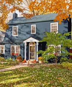 Fall Colonial House Paint By Number