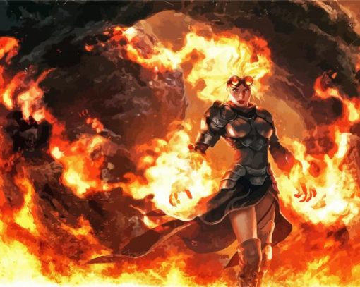 Fire Woman Anime Paint By Number