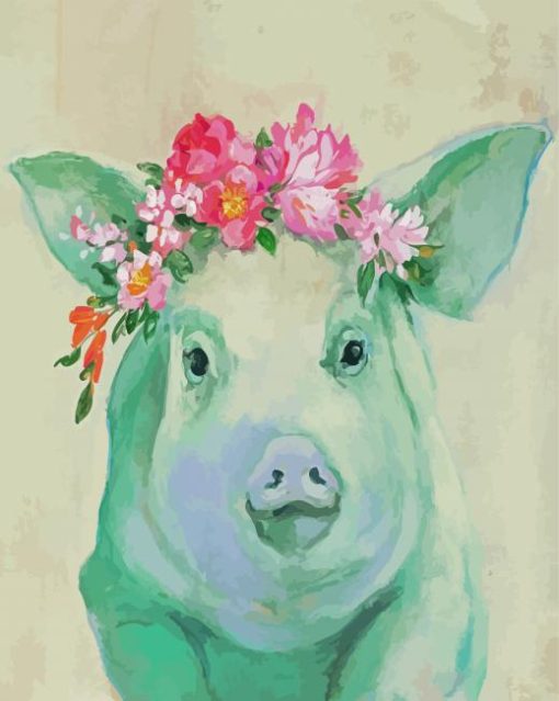 Floral Pig Art Paint By Number