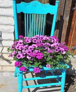 Flowers Pots Blue Chair Paint By Number