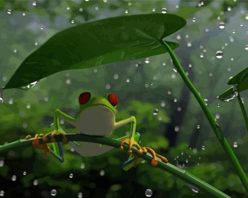 Frog In The Rain Art Paint By Number