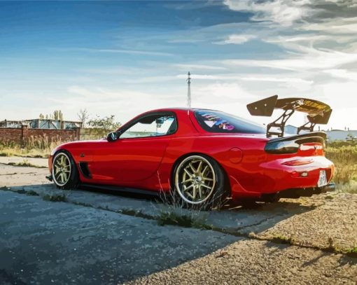 Luxury Red Mazda RX 7 Paint By Number