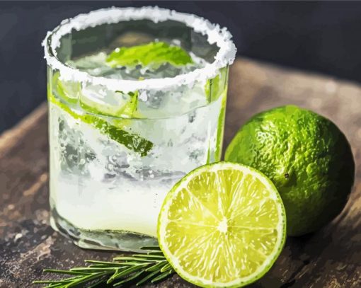 Margarita With Green Lemon Paint By Number