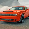 Orange Dodge Demon With Smoke Paint By Number