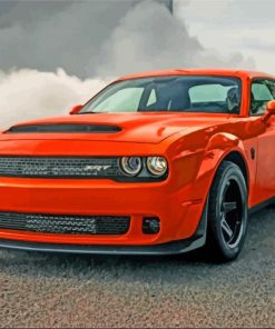 Orange Dodge Demon With Smoke Paint By Number