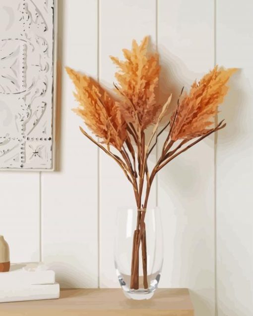 Pampas Grass In Glass Vase Paint By Number