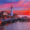 Portland Head Light Maine Sunset Paint By Number