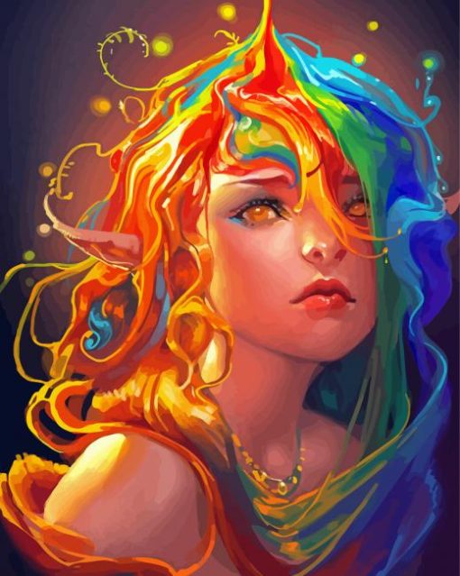 Rainbow Hair Girl Paint By Number