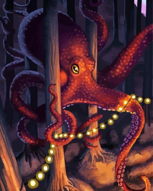 Red Octopus Celebrating Paint By Number