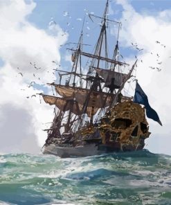 Skull Ship Seascapea Paint By Number