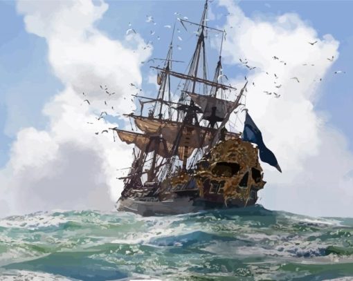 Skull Ship Seascapea Paint By Number