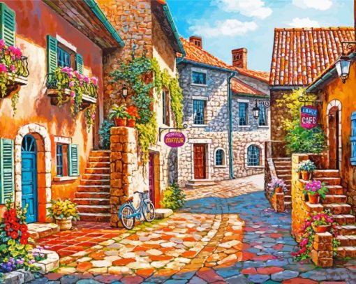 Stone Cottages Street Paint By Number