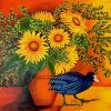 Sunflower And Blue Bird Paint By Number