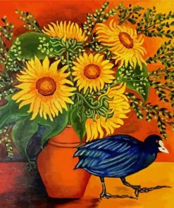 Sunflower And Blue Bird Paint By Number