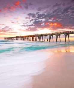 Sunset At Panama Pier Beach Paint By Number