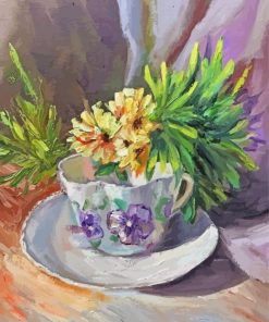 Teacup Flowers Art Paint By Number