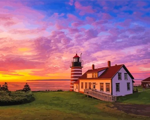 West Quoddy Head Light At Sunset Paint By Number