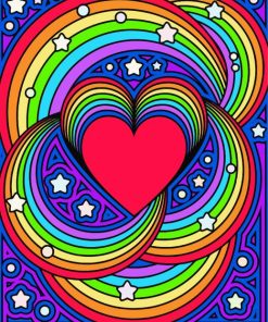 Artistic Rainbow Heart Paint By Number