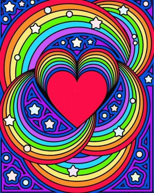 Artistic Rainbow Heart Paint By Number