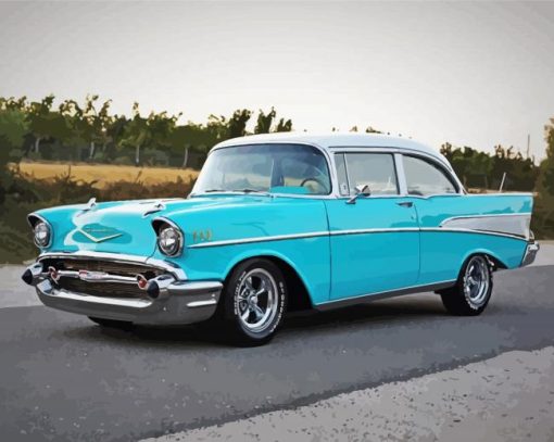 Blue Chevy Bel Air Paint By Number