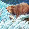 Brown Bear With Fish Paint By Number