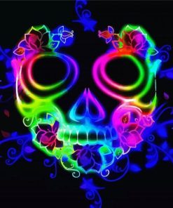 Colorful Neon Skull Paint By Number