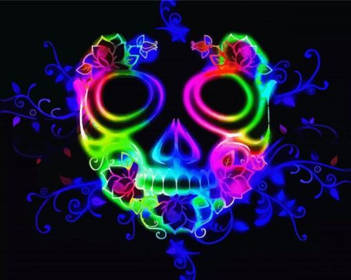 Colorful Neon Skull Paint By Number