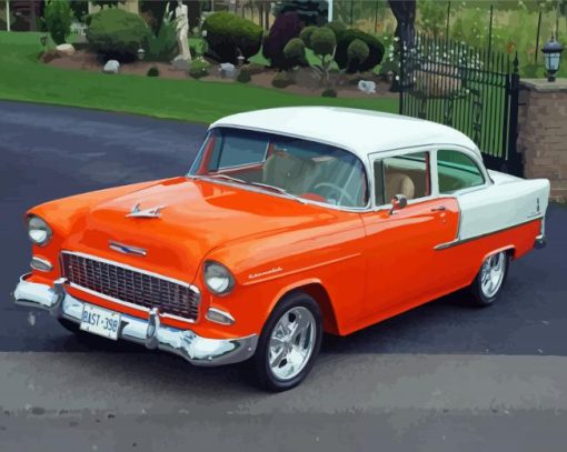 Orange Chevrolet 1955 Paint By Number