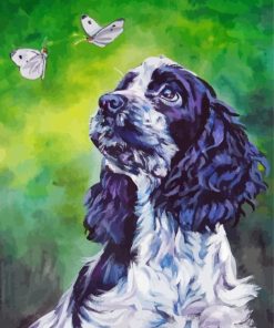 American Cocker Spaniel With Butterflies Art Paint By Number