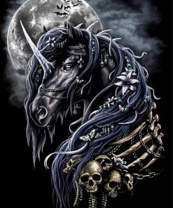 Black Evil Demon Unicorn Paint By Number