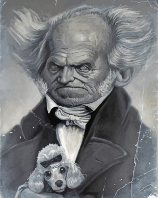 Black And White Arthur Shopenhauer Caricature Paint By Number