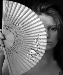 Black And White Girl With Hand Fans Paint By Number