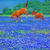 Bluebonnets And Horses Paint By Number